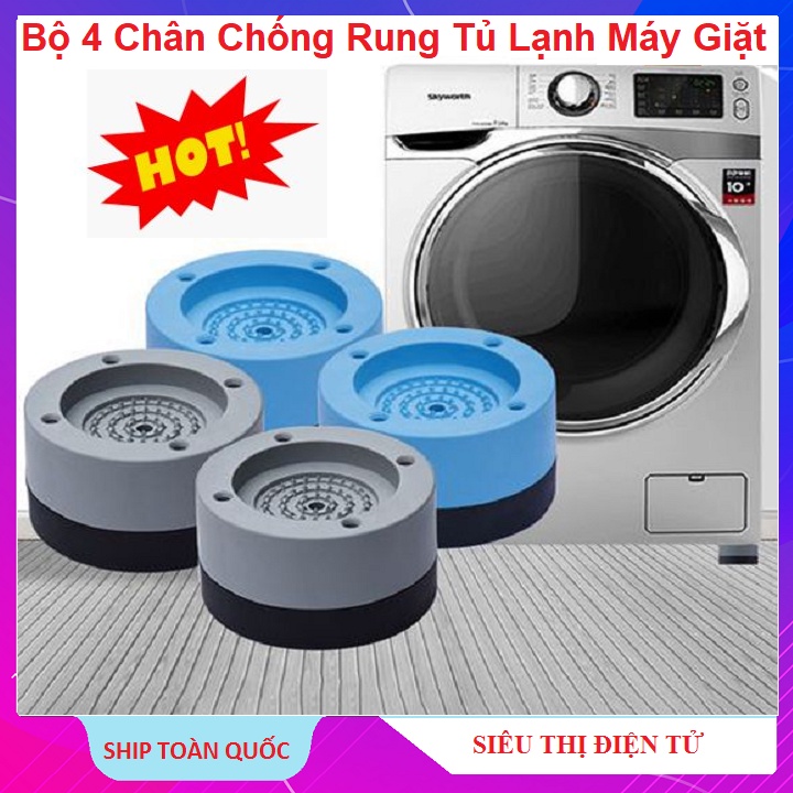 Bộ 4 Chân Cao Su Kê Máy Giặt, Tủ Lạnh - Chống Rung - Chống Ồn -  Chống Ẩm Đa Năng - Bảo hành 24 Tháng