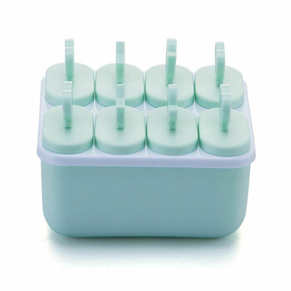 Creative DIY Homemade Home Food Safe Silicone Ice Cream Mold/ Reusable 8 Cell Ice Cream Mold with Stick Ans Lid