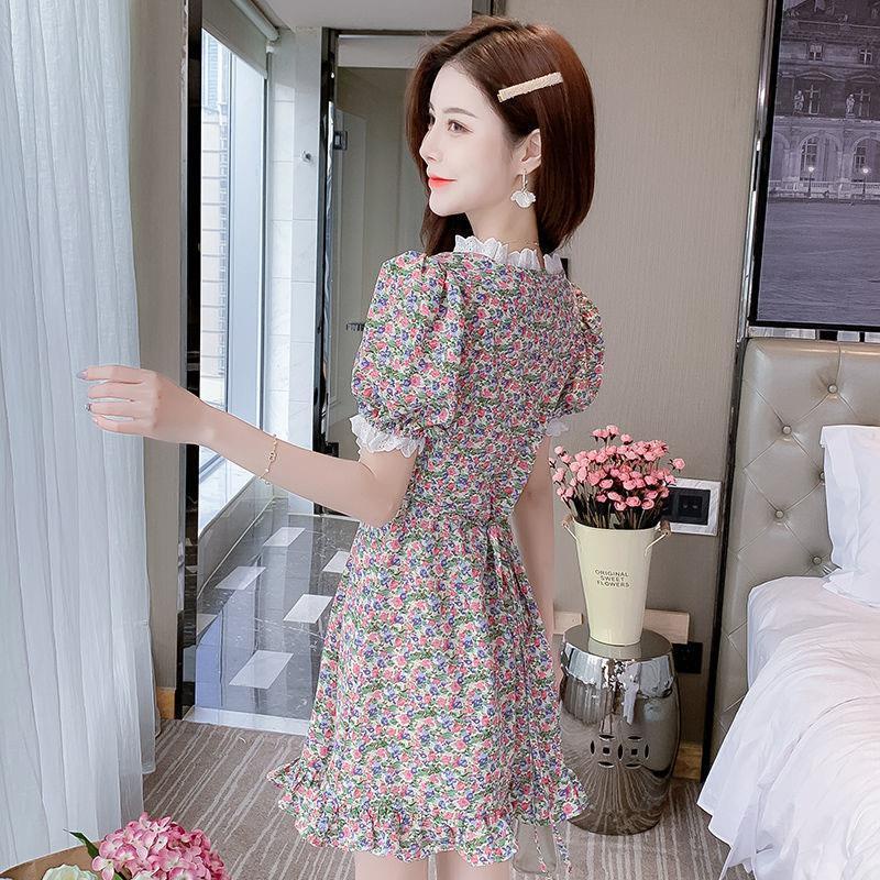 Đầm Thiết Kế Mỏng Họa Tiết Hoa Xinh Xắn Thời Trang Mùa Hè Theo Phong Cách Pháp