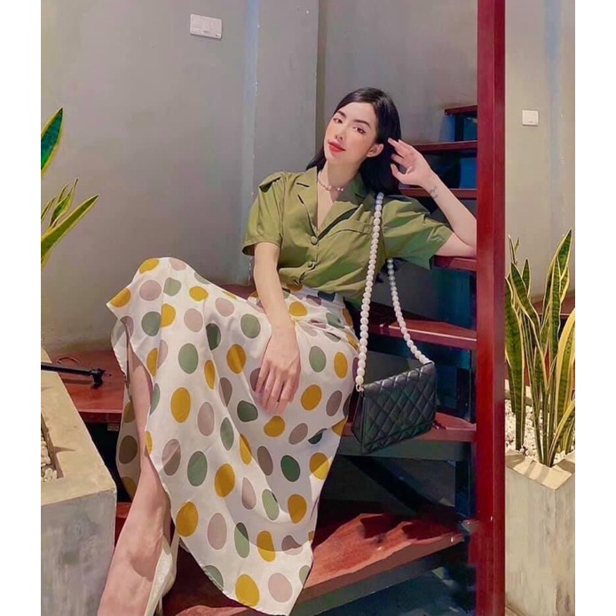 Set Áo Và Váy Chấm Bi ZR