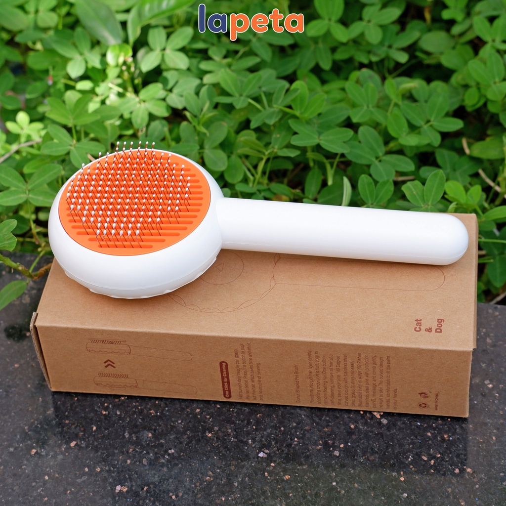 Lược chải lông cho chó mèo poodle phốc sóc mèo lông ngắn dài thú cưng có nút bấm cao cấp Lapeta