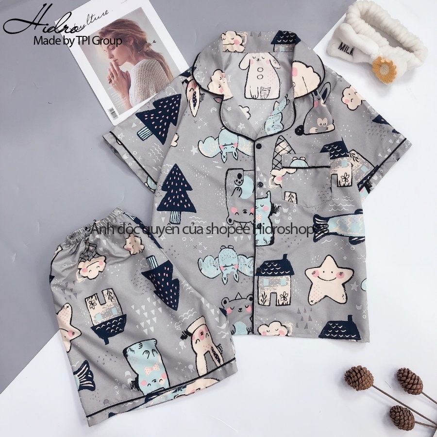 Bộ ngủ pijama Kate Thái tay cộc quần đùi hoạ tiết cute