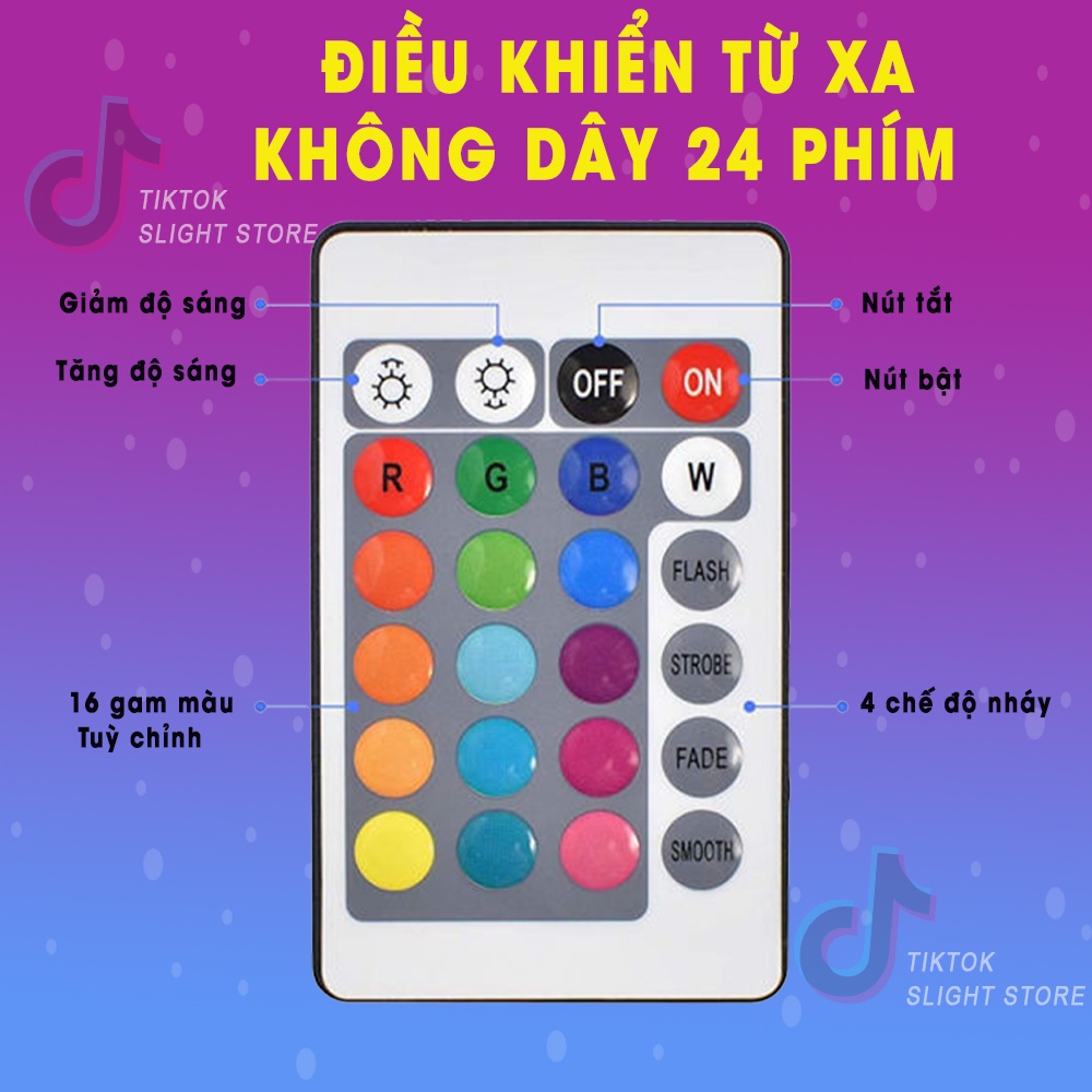 Đèn Dây LED RGB Đa Màu Kết Nối Bluetooth Nhiều Màu Điều Khiển Bằng Remote và App Điện Thoại