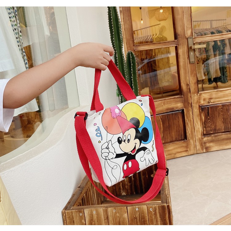 Túi tote vải đeo chéo dễ thương hình MICKEY, PLUTO, CHIP&amp;DALE phong cách Hàn Quốc cho bé gái TX22