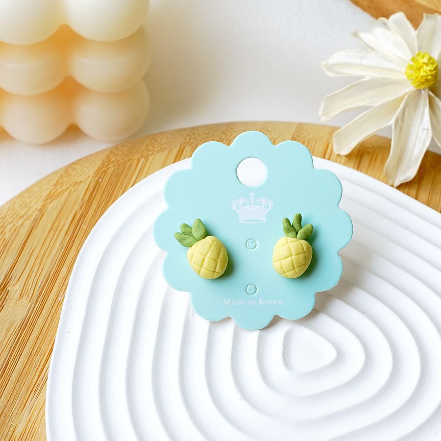 Khuyên tai gốm sứ họa tiết trái cây dễ thương thời trang sáng tạo - KTPP002