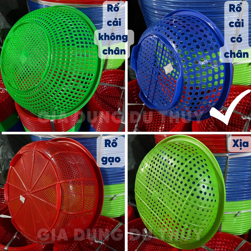 Rổ nhựa tròn lỗ to Nguyên Phát, size nhỏ 22-36 màu xanh dương, xanh lá, đỏ, vàng, nhựa chính phẩm của gia dụng Du Thủy