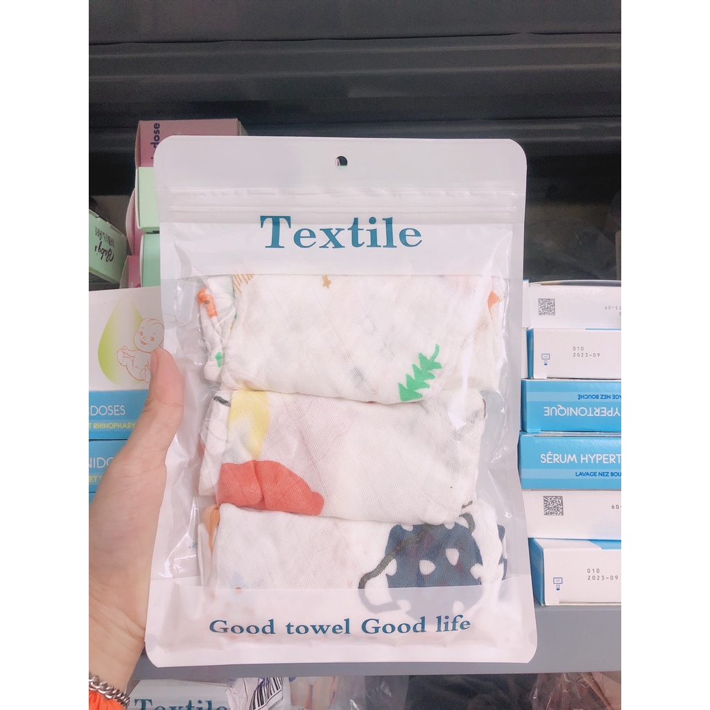 Set 3 Khăn Sữa Sợi Tre, Khăn Sữa 4 Lớp Siêu Thấm Hút, Mềm Mịn, Không Xù Cho Bé Babibu - KSST3