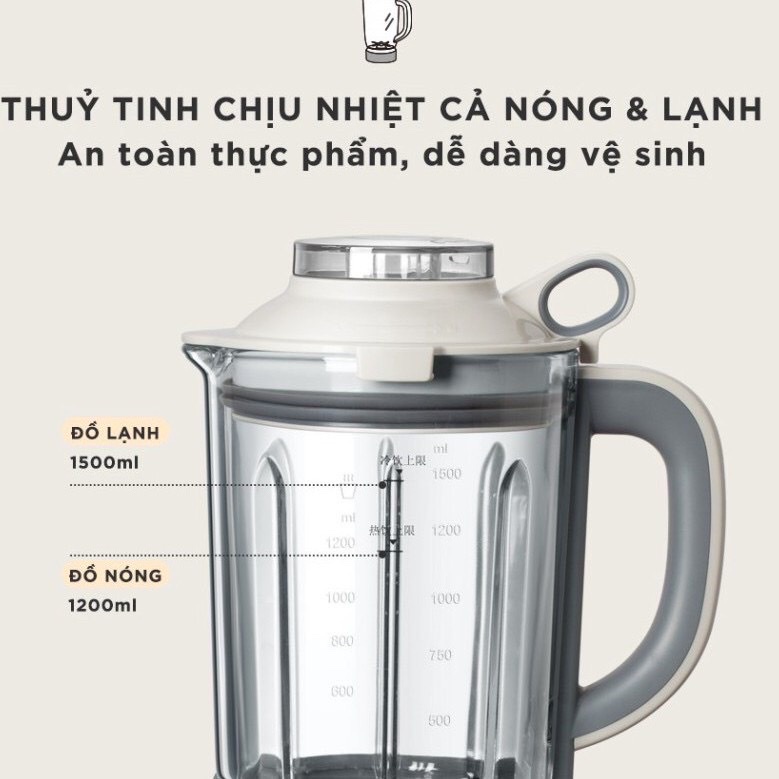 Máy Làm Sữa Hạt BEAR PBJ-B10U5 1,5L - Máy xay sinh tố, làm sữa hạt siêu mịn - Công suất 1000W  BH chính hãng 12 tháng