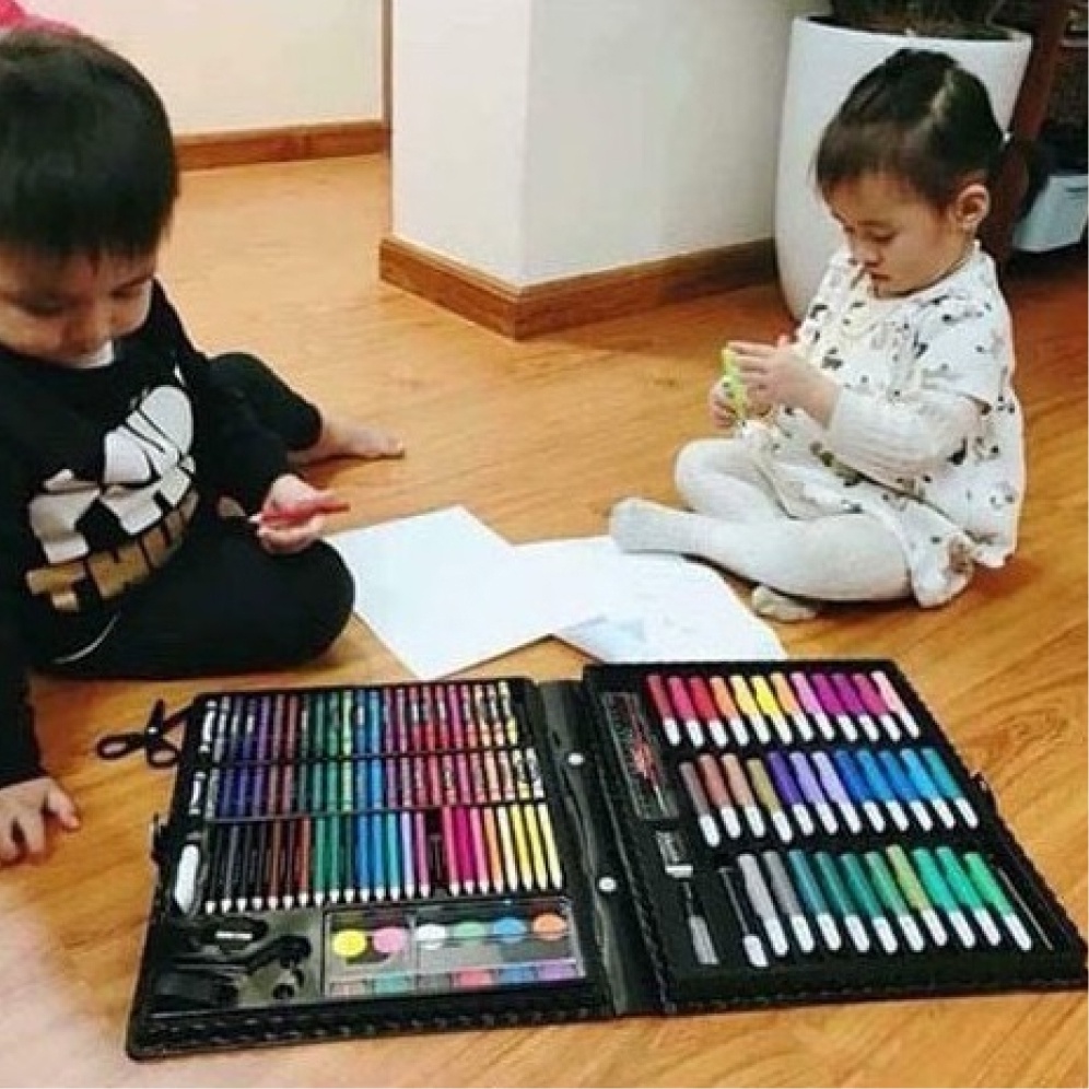 hộp màu 150 chi tiết cho bé, bộ màu vẽ đa năng 150 món giá rẻ cho bé bonkids toys