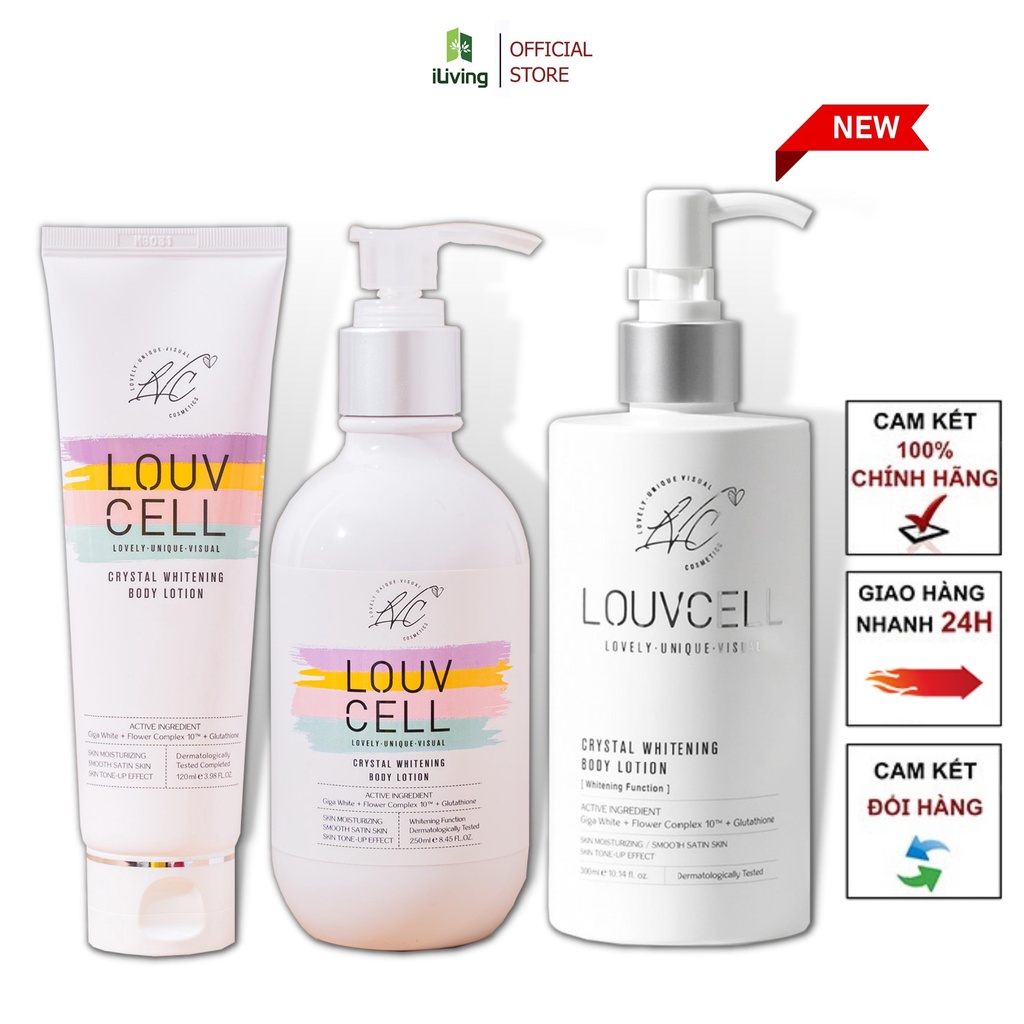 Kem dưỡng ẩm trắng da body Louv Cell Crystal Whitening Body Lotion 120ml và 250ml ILIVING-LOUDTB