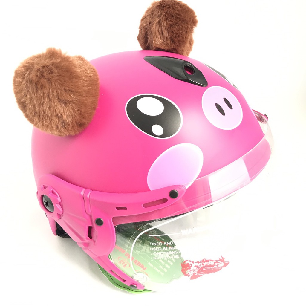 Mũ bảo hiểm trẻ em có kính V&amp;S Helmet siêu dễ thương hình Heo đào nhám