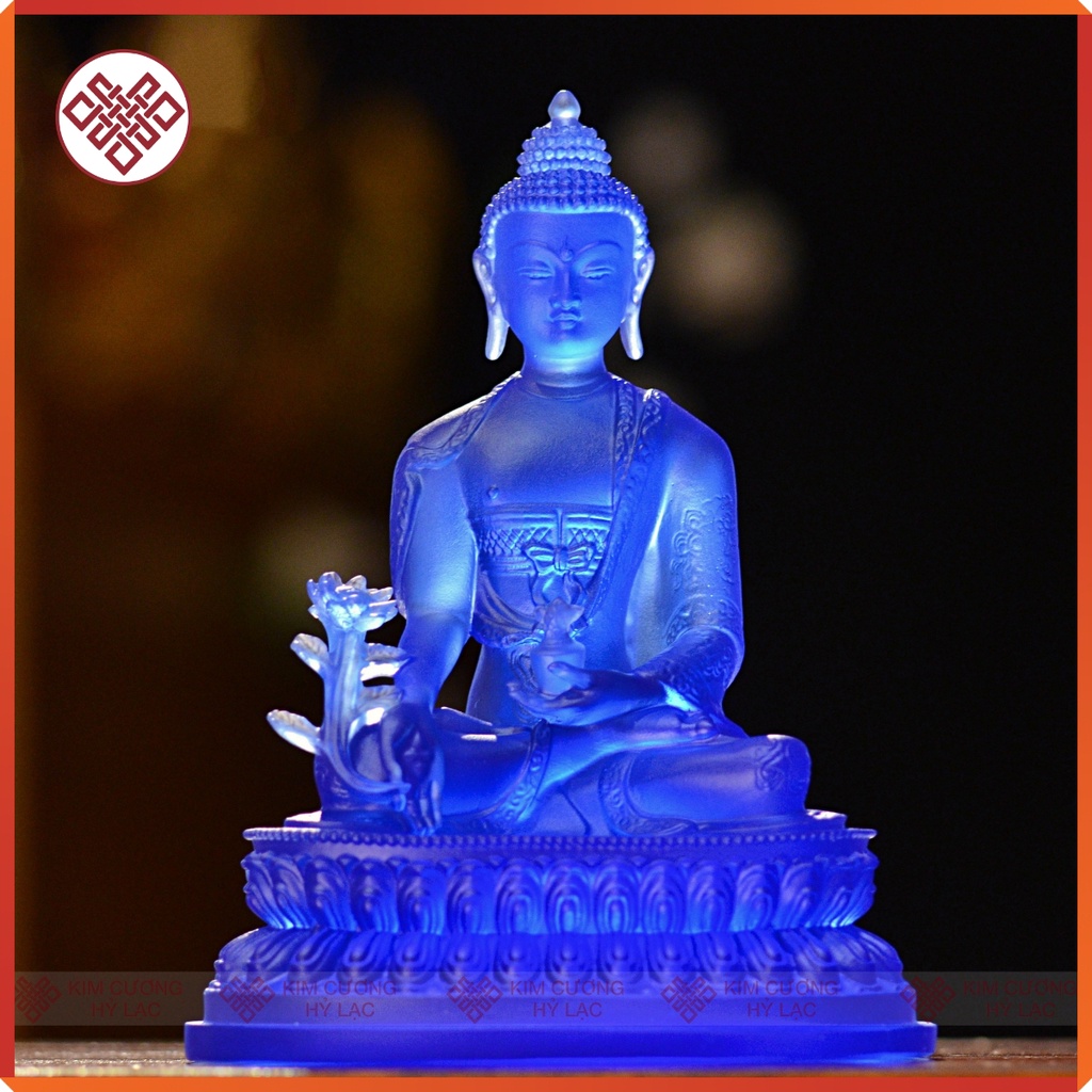 Tượng Phật Dược Sư Mật Tông [ Kim Cương Hỷ Lạc] Lưu Ly Màu Xanh Dương
