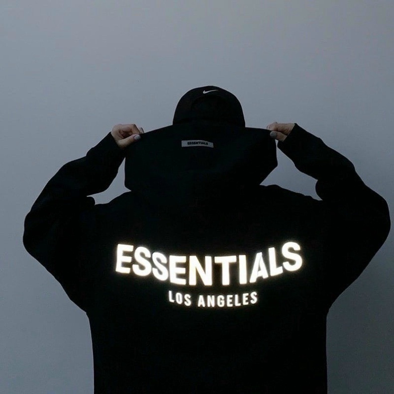 Áo hoodie nỉ Essentials unisex dài tay nam nữ cao cấp in phản quang, áo phông nỉ bông sweater có mũ màu đen, trắng K121 | BigBuy360 - bigbuy360.vn
