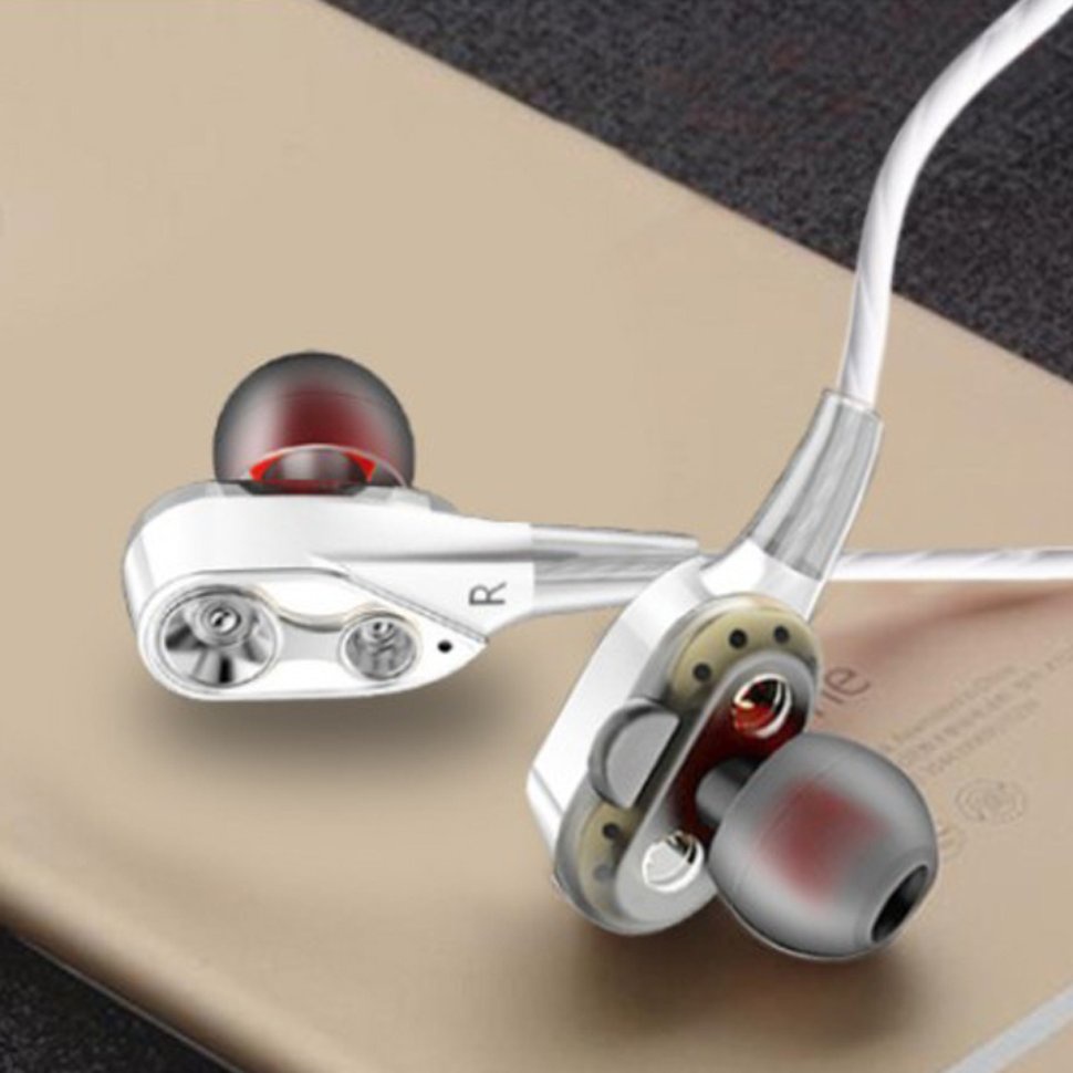 【SUN】In-Ear Double-Motion Sports Headphones Metal Subwoofer Wire Headset Headphones