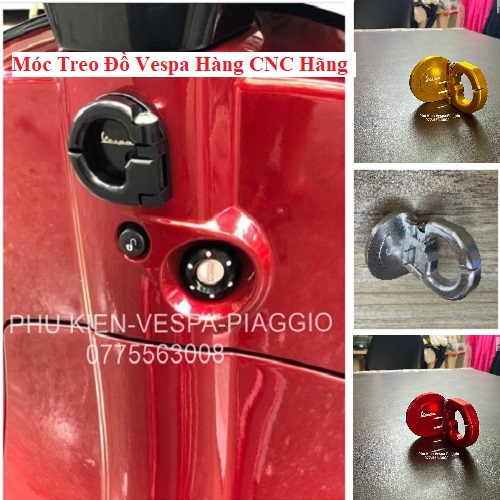 Móc Treo Đồ Vespa CNC Nhôm Nguyên Khối Cao Cấp ( 2 Lỗ bắt ốc )