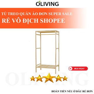 Tủ treo quần áo 2 tầng gỗ thông oliving shelf hanger 2f nội thất lắp ráp