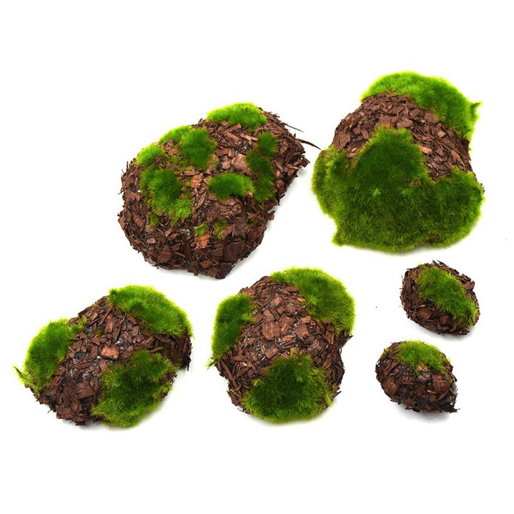 MELODG 6PCS/Pack Mini Fake Rock Blocks Multi-shaped Micro Landscape Green Moss|DIY Garden Decoration Fairy Garden Artificial Grass Wood Simulation