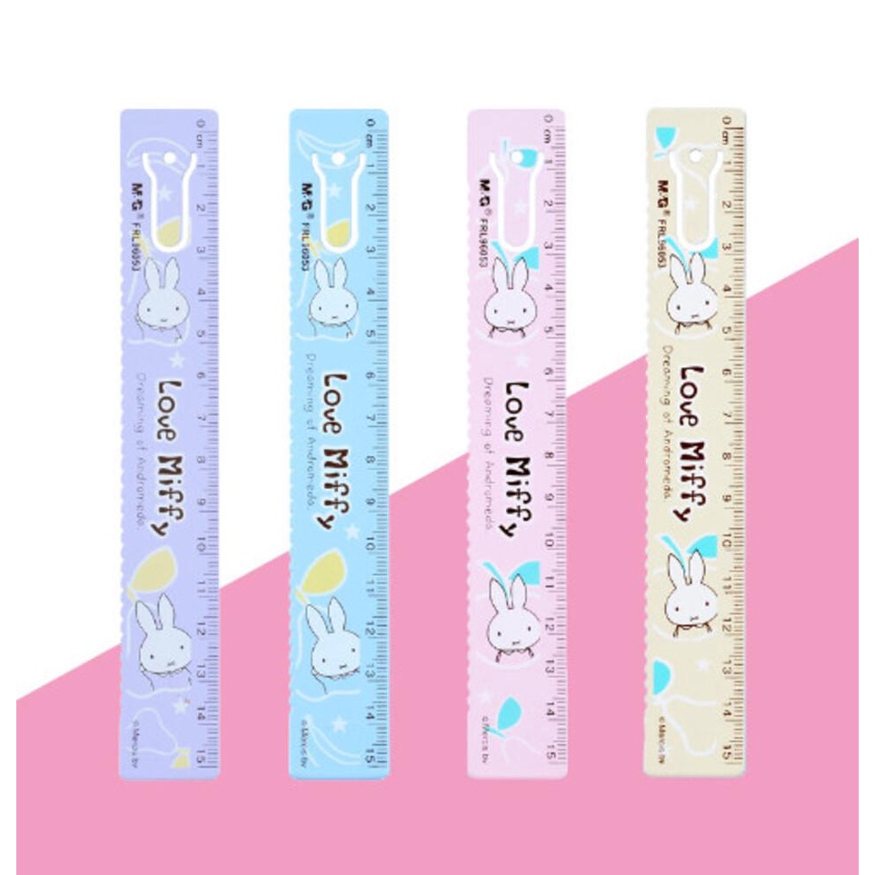 Thước sắt dẻo MG 15cm cực xinh kèm kẹp sách đánh dấu trang