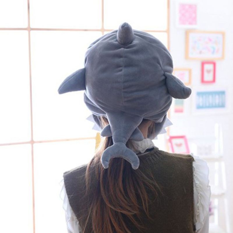 Mũ Trùm Đầu Hình Cá Mập Nhồi Bông Phong Cách Nhật Bản Dễ Thương Dùng Hóa Trang Cho Người Lớn Và Trẻ Em