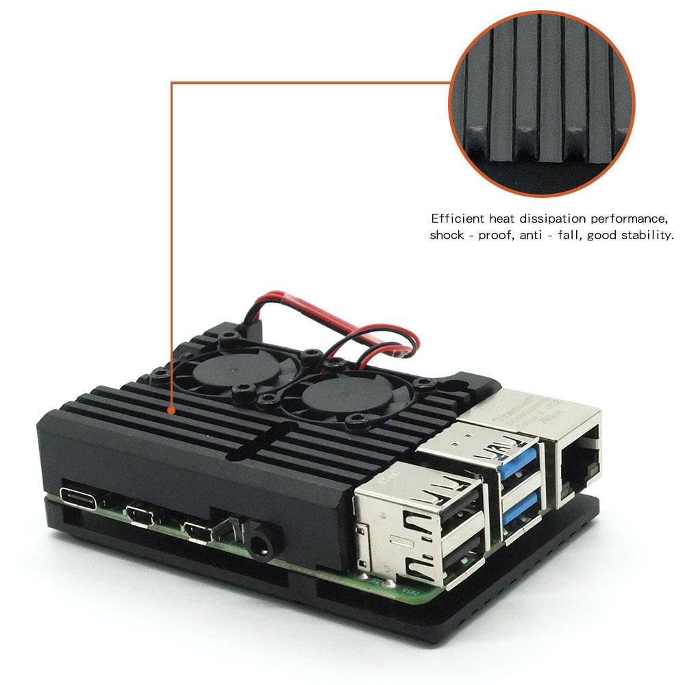 Vỏ Bọc Bảo Vệ Quạt Tản Nhiệt Kép Bằng Hợp Kim Nhôm Cho Raspberry Pi 4