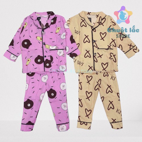 Xả kho Bộ pijama dài tay cho bé trai và bé gái chất kate thái mềm mại dày dặn, không nhăn cho bé từ 10kg đến 20kg