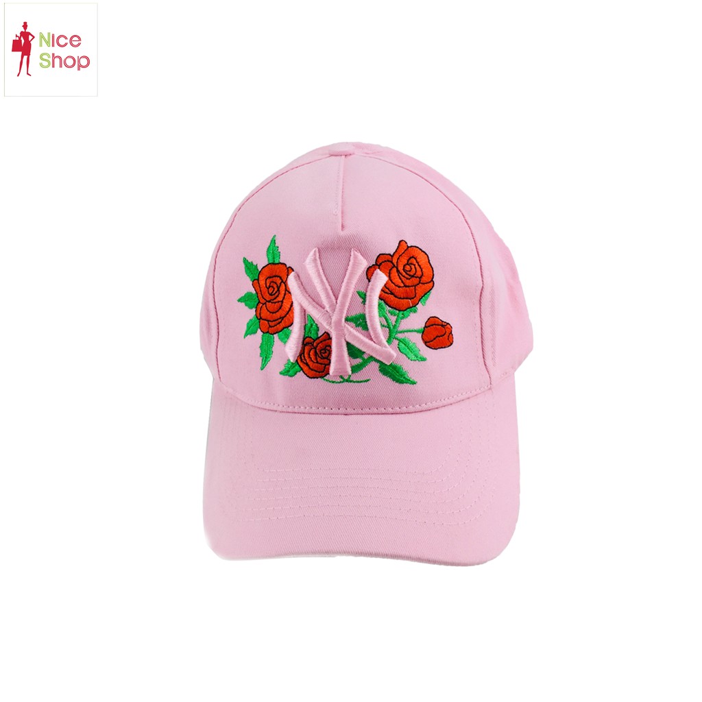 Nón kết nam nữ phối thêu bông hồng NY kết hợp hoa hồng - TT0325