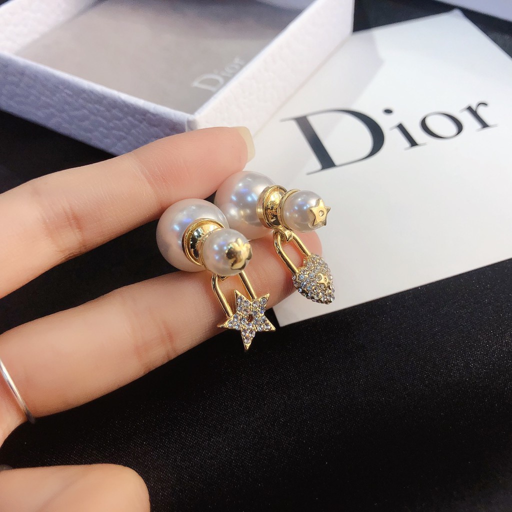 Dior Bông Tai Hình Ngôi Sao / Trái Tim Đính Đá / Ngọc Trai Thời Trang Cho Nữ