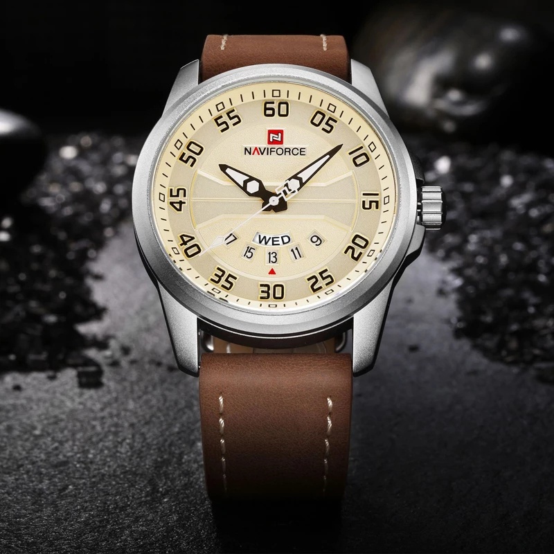 Đồng Hồ Quartz NAVIFORCE Chống Thấm Nước Với Dây Đeo Da