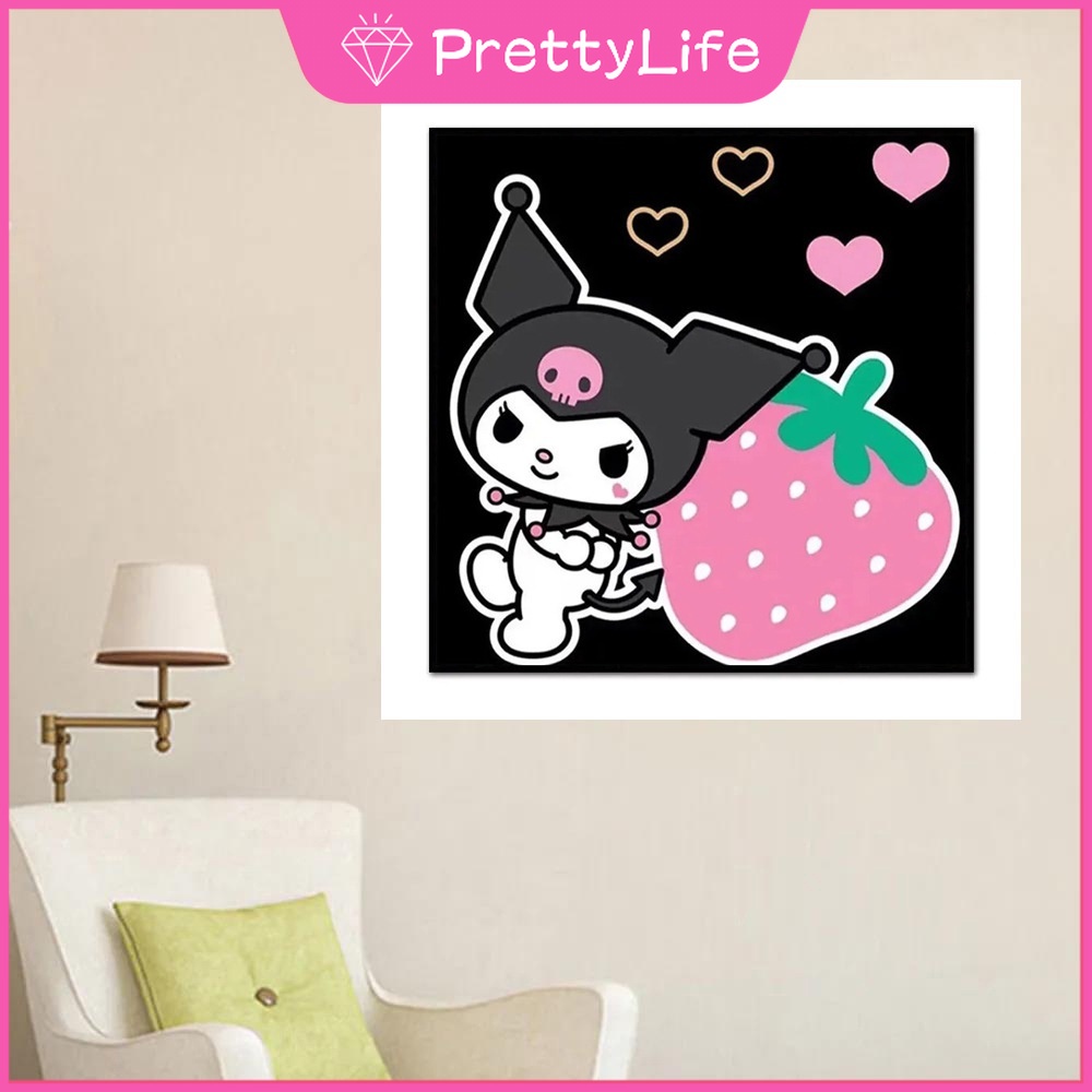 Bộ Tranh Đính Đá 5D Họa Tiết Hoạt Hình Kuromi Độc Đáo Kích Thước 30x30CM DIY Dùng Trang Trí