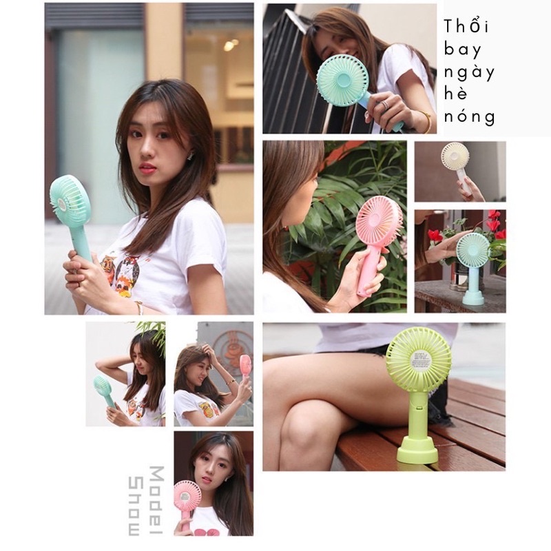 Quạt Cầm Tay Có Đế -Quạt Mini (tặng kèm phin và dây sạc)