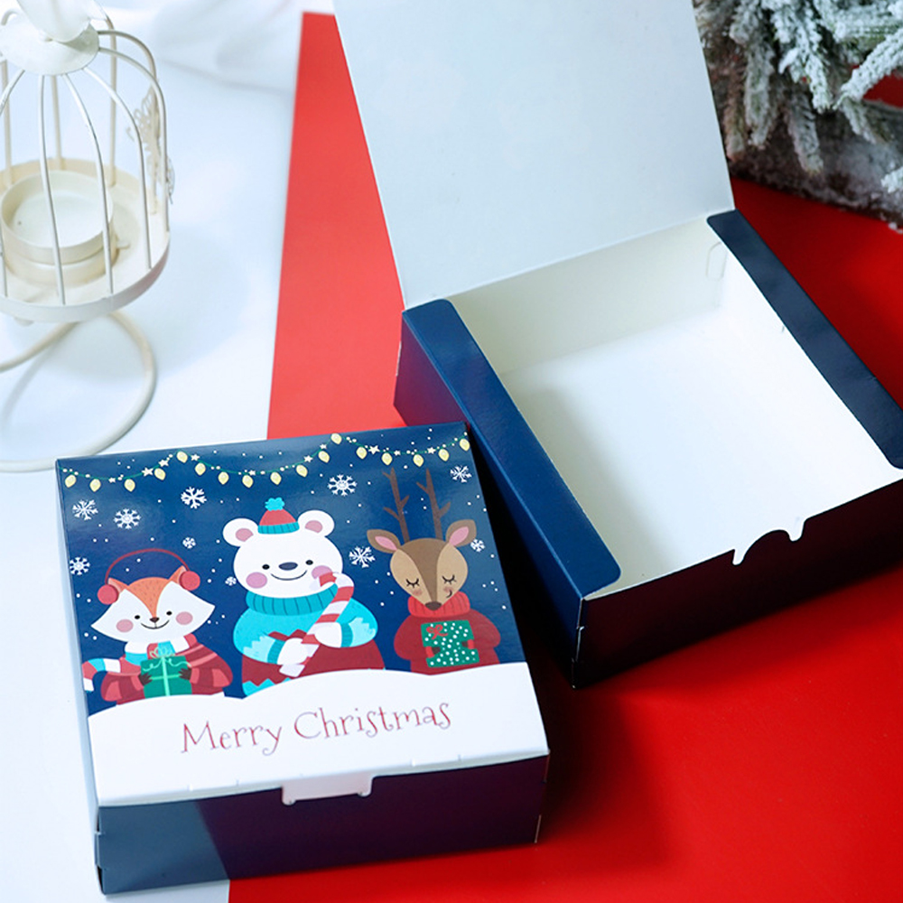 ☆YOLA☆ 1/3/5Pcs Gifts Packaging Christmas Gift Boxes Gift For Friend Santa Claus Favours Sweet Biscuit Candy Cookie Box Party Decor Snowman Printed Deer Merry Christmas