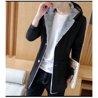 Áo Khoác Mangto Lót Lông Nam Nữ Dáng Dài Trơn Đơn Giản & Lịch Lãm Hàn Quốc AKD08