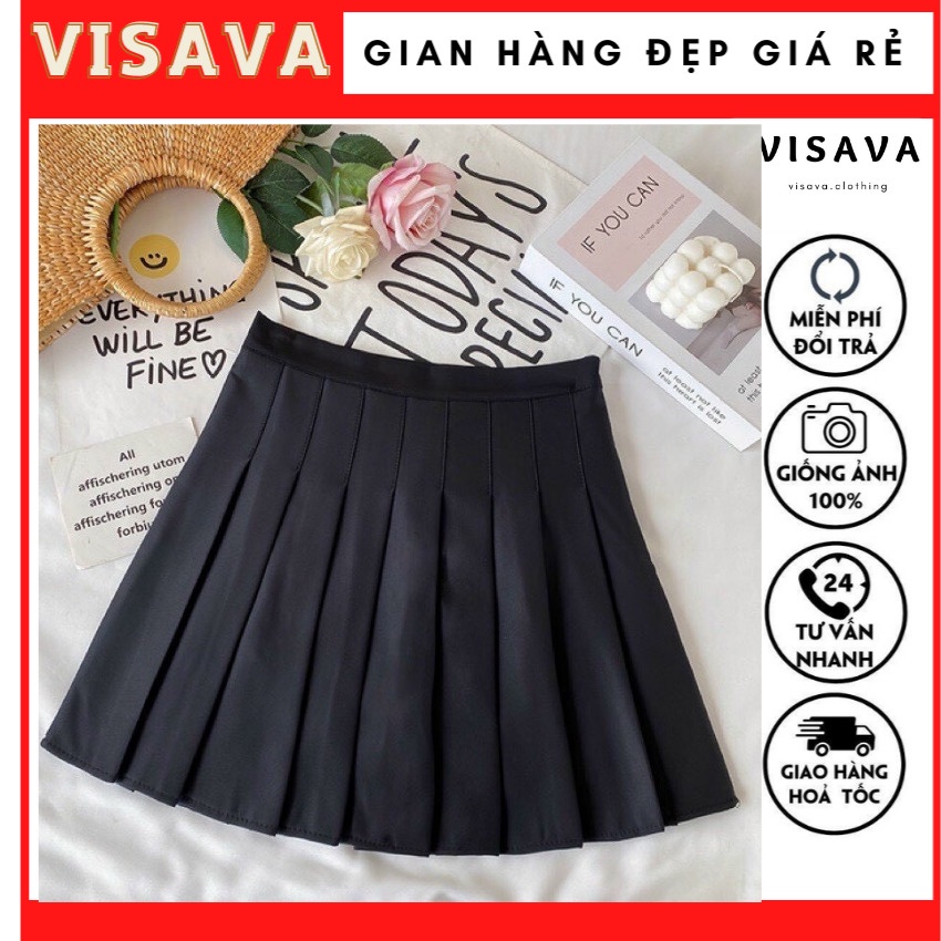 Chân Váy Nữ Xếp Li Ngắn Thể Thao Phong Cách Hàn Quốc Dễ Phối Đồ Thời Trang Icon30_Visava