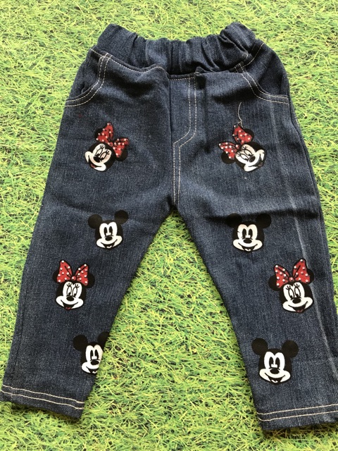 Quần jean mickey sành điệu cho bé gái 10-20 kg ( ảnh thật )