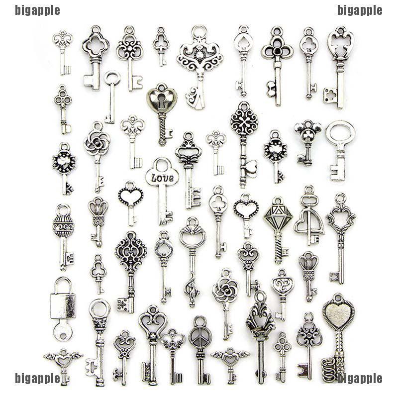 Bộ 50 mặt dây chuyền bạc hình chìa khóa thời trang