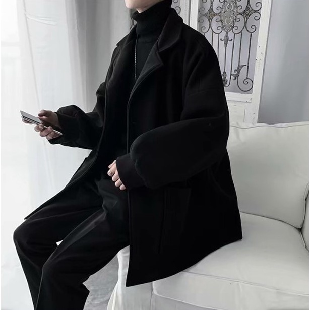 Áo khoác nam blazer form rộng chất dạ ulzzang hàn quốc, Áo blazer khoác choàng nam trơn cổ vest bigsize học sinh đi học
