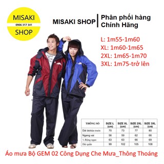 ⚡️Nên Mua⚡️Áo mưa Bộ GEM 02 Công Dụng Che Mưa_Thông Thoáng ASNM-37📞Misaki Shop