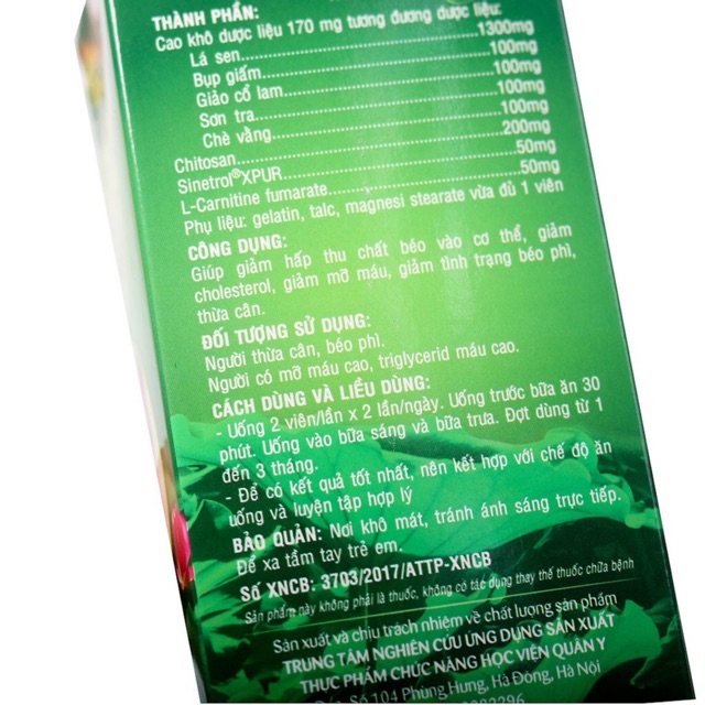 [Chính hãng] Giảm cân an toàn Slimbody 100 viên của Học viện Quân Y
