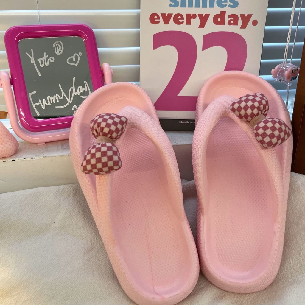 Dép MARTINI xỏ ngón đế dày đính nơ hoạt hình đáng yêu thời trang đi biển 2022