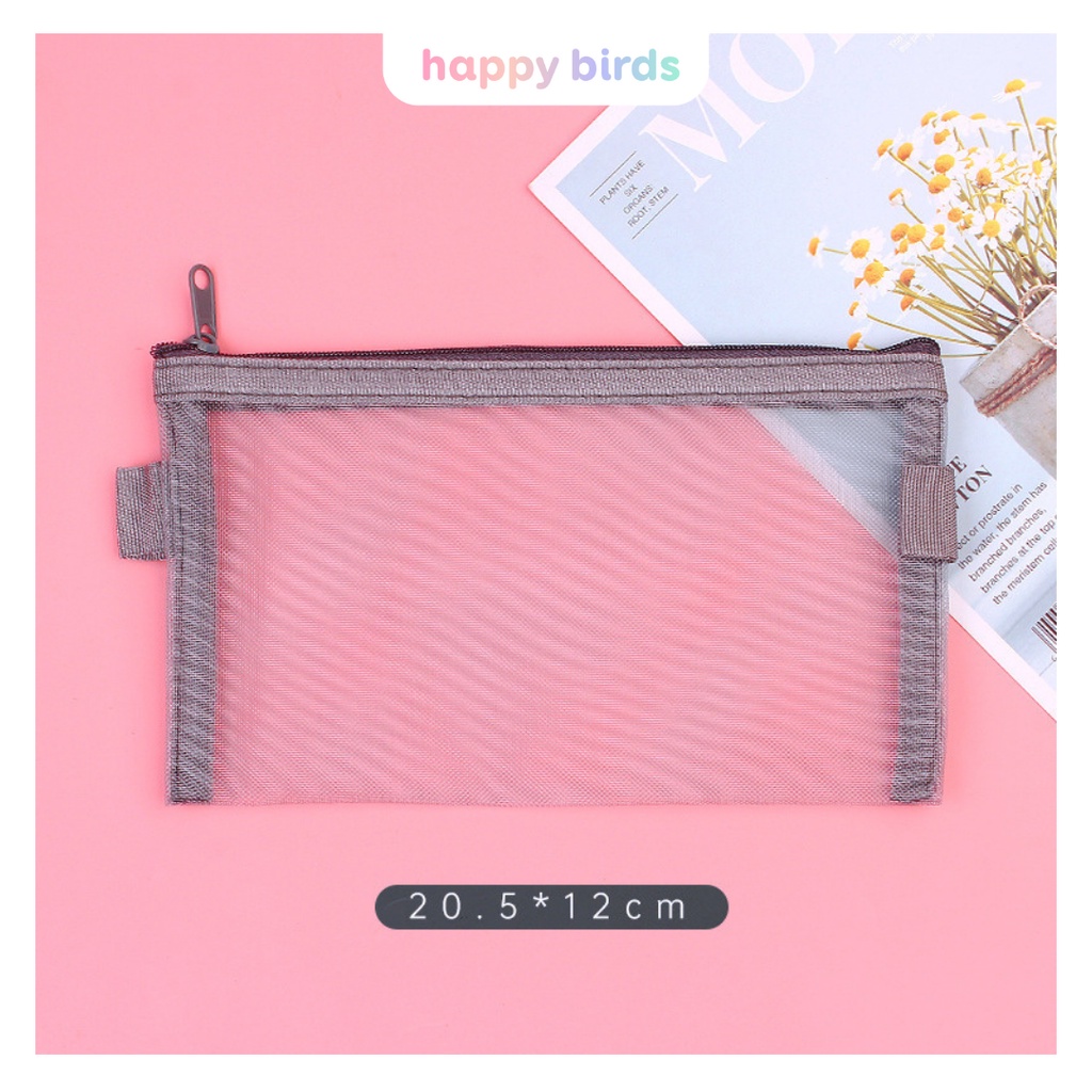 Túi đựng bút dạng lưới trong suốt đựng bút, đựng đồ tiện dụng phong cách Hàn Quốc