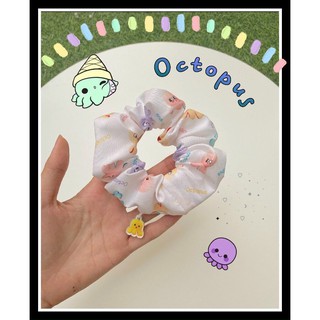 Cột tóc scrunchies charm , nơ bạch tuộc dễ thương