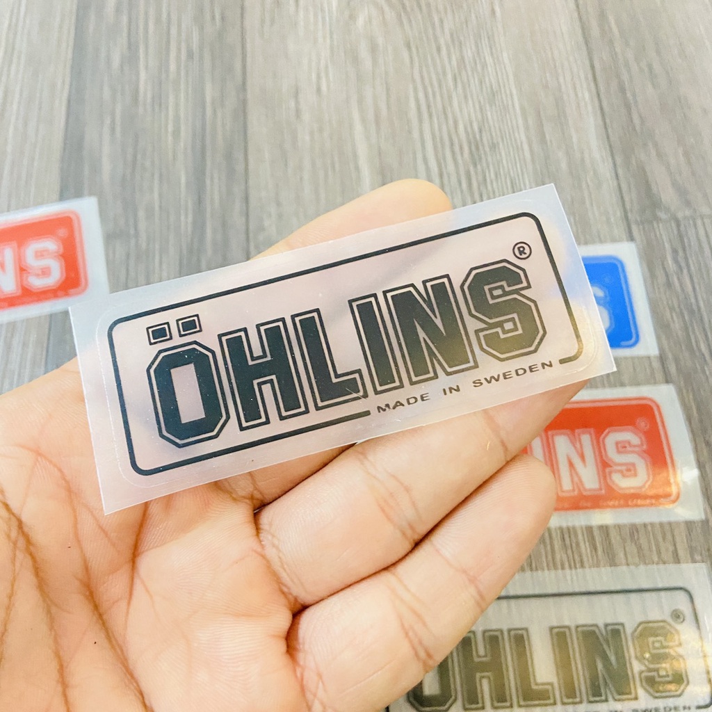 (Tem in UV) Tem OHLINS cao cấp dán phuộc, bình dầu phuộc, Tem in UV cao cấp độ màu dán trang trí xe máy