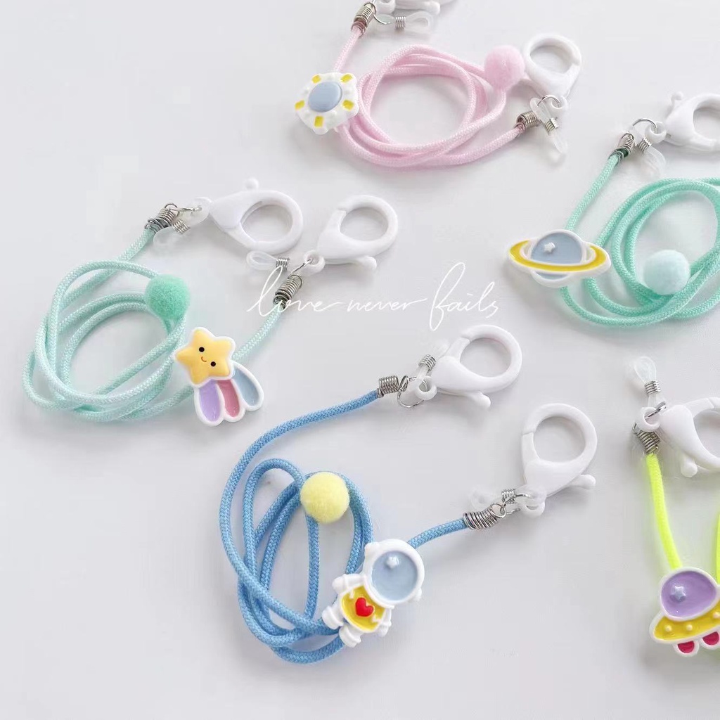 Dây Đeo Mắt Kính Bằng Nylon Màu Kẹo Hình Phi Hành Gia Hoạt Hình Đơn Giản Phong Cách Hàn Quốc