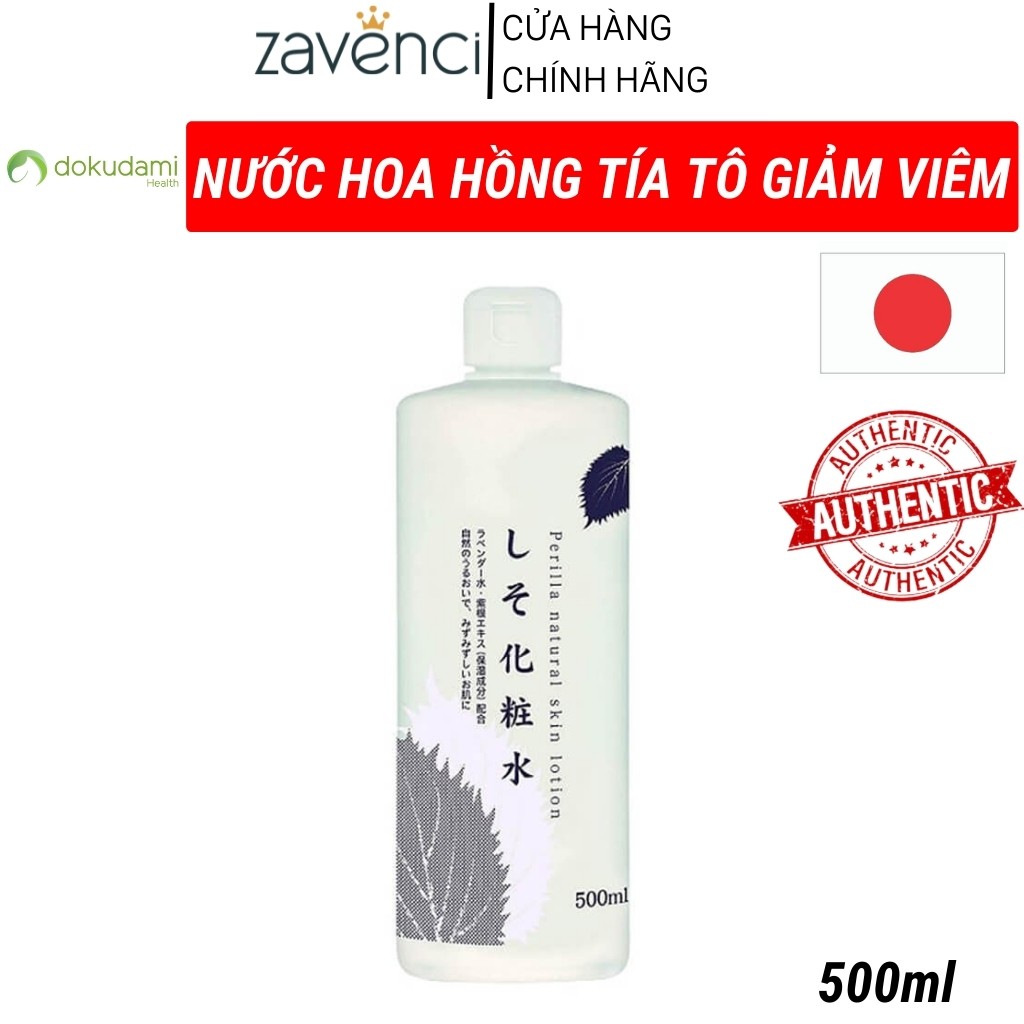 Nước Hoa Hồng DOKUDAMI Toner Tía Tô Natural Skin Lotion Nhật Bản Làm Dịu Da Ngừa Thâm (500ml)