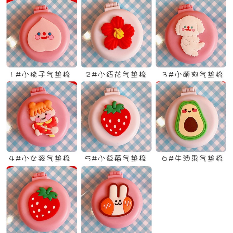 Lược cao su mềm mát xa tích hợp gương thiết kế hoạt hình dễ thương