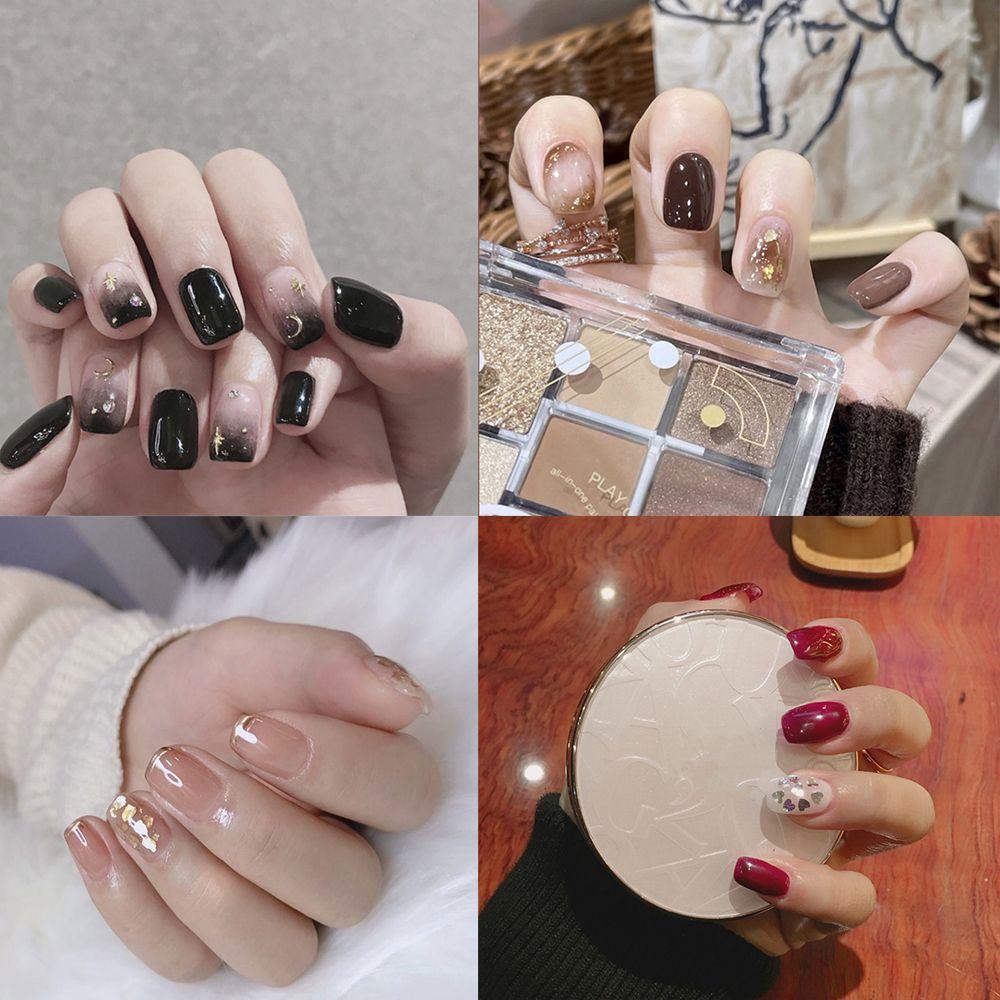 MIHAN1 Hộp 24 Móng Tay Giả Đầu Tròn / Vuông Che Phủ Toàn Diện