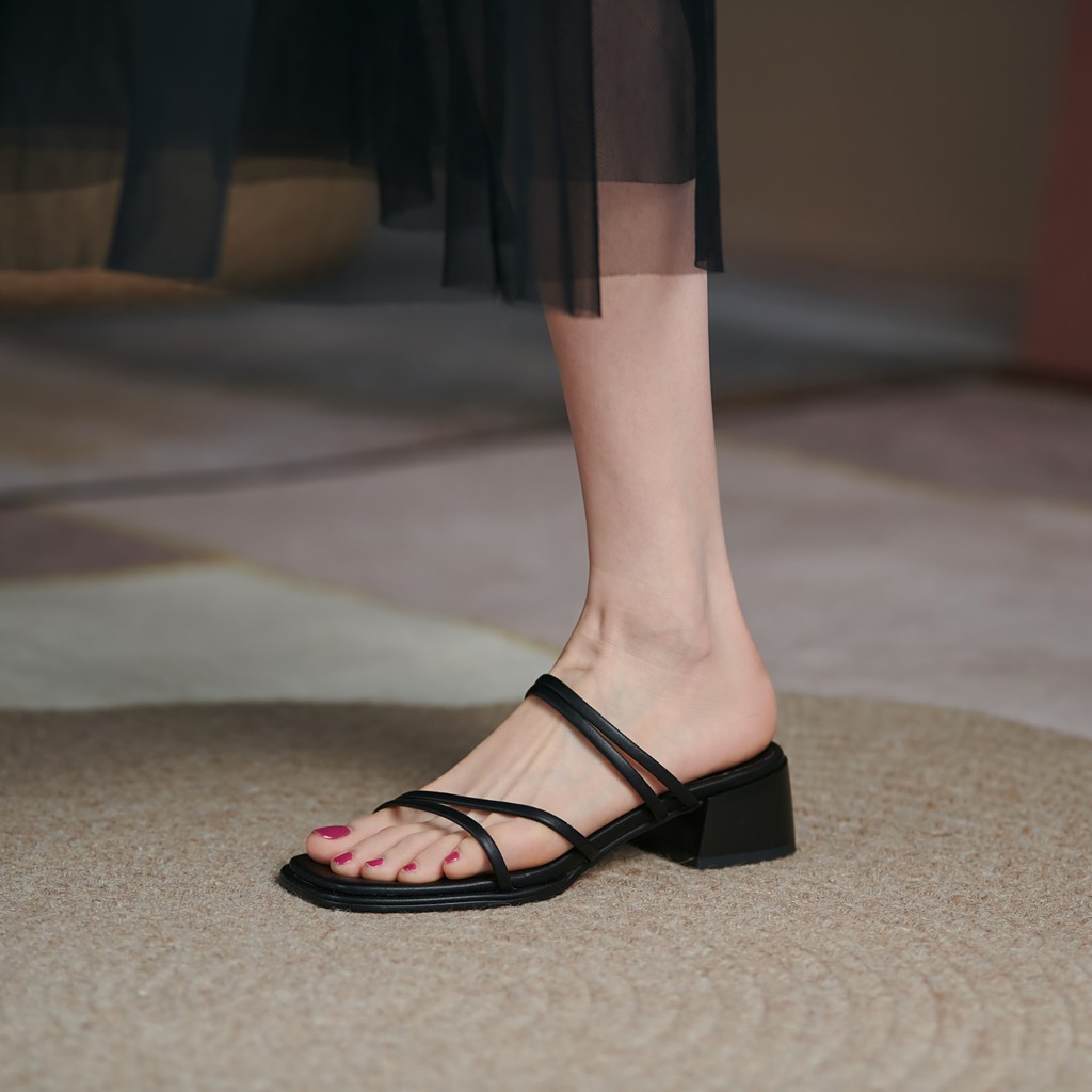 Sandal cao gót nữ 3p đế vuông quai chéo Sandal cao gót nữ 3 phân thời trang cao cấp GURI