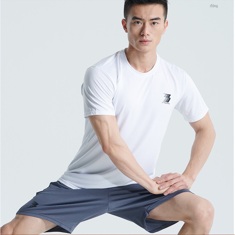 361 bộ quần áo thể thao nam mùa hè chạy thể dục quần áo nhanh khô quần áo thun ngắn tay tập luyện giản dị của nam giới