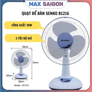 Quạt bàn Senko B1216 cống suất 40w 3 tốc độ gió tùy chỉnh sải cánh 29cm