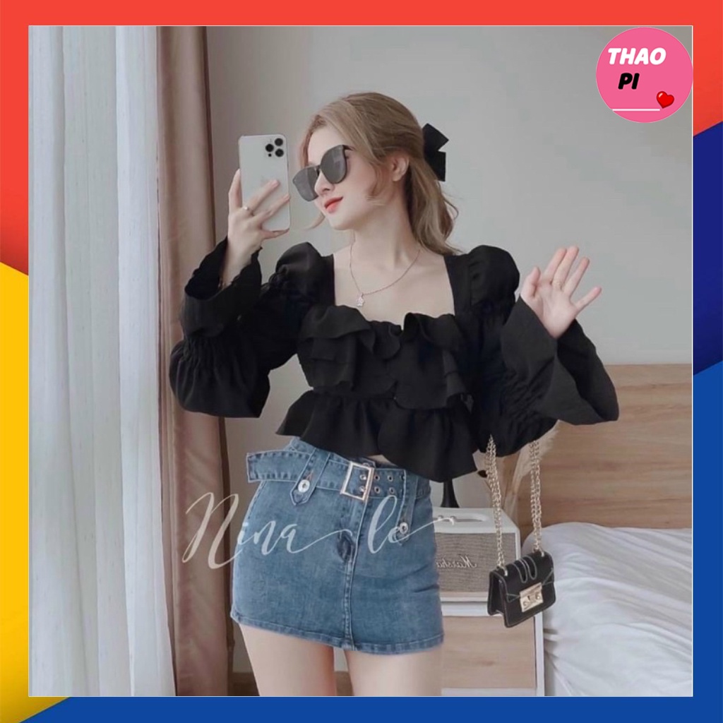 Áo kiểu nữ tay bồng phối tầng siêu dễ thương nữ tính alohashop91